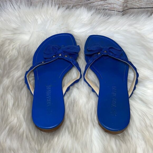Vera Wang Blue Bowtie Thong Sandals Sz 9 - Picture 3 of 6